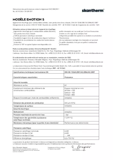 Déclaration de performances