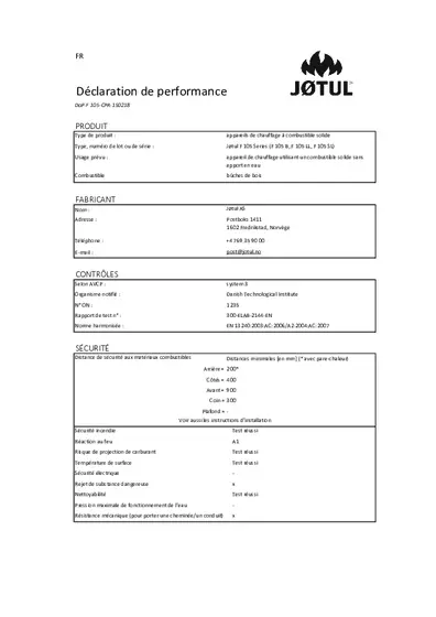 Déclaration de performances