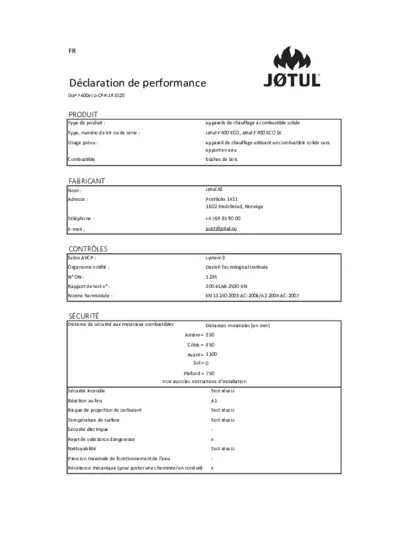 Déclaration de performances