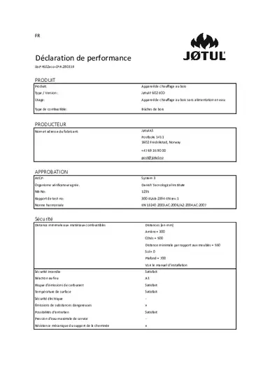 Déclaration de performances