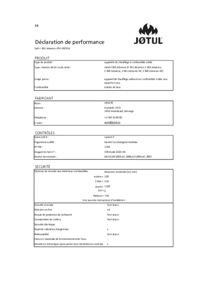 Declaración de rendimiento