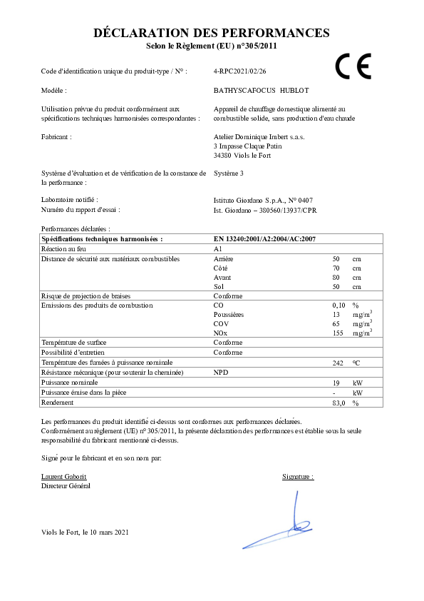 Dichiarazione di prestazione