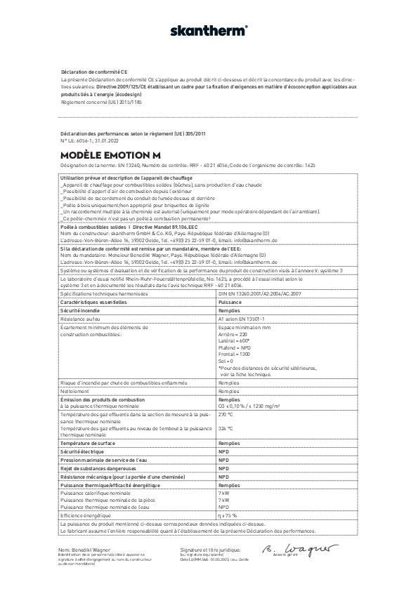Déclaration de performances