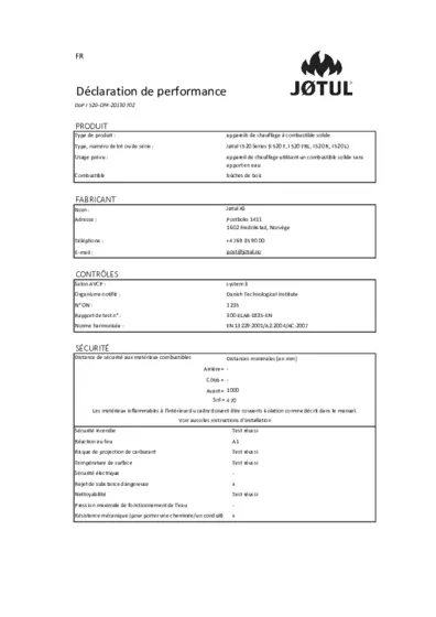 Déclaration de performances