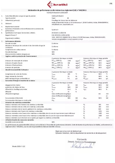 Déclaration de performances