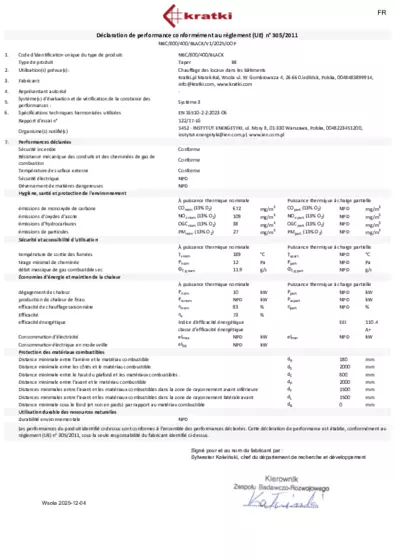 Déclaration de performances