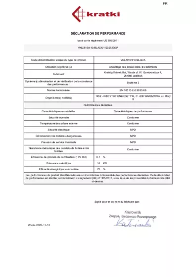 Déclaration de performances
