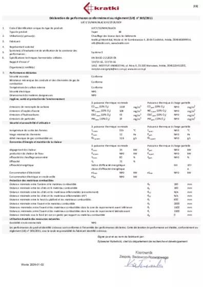 Déclaration de performances