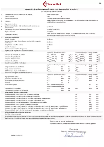 Déclaration de performances