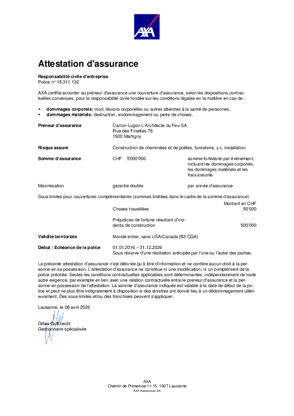Aperçu — Attestation d’assurance RC